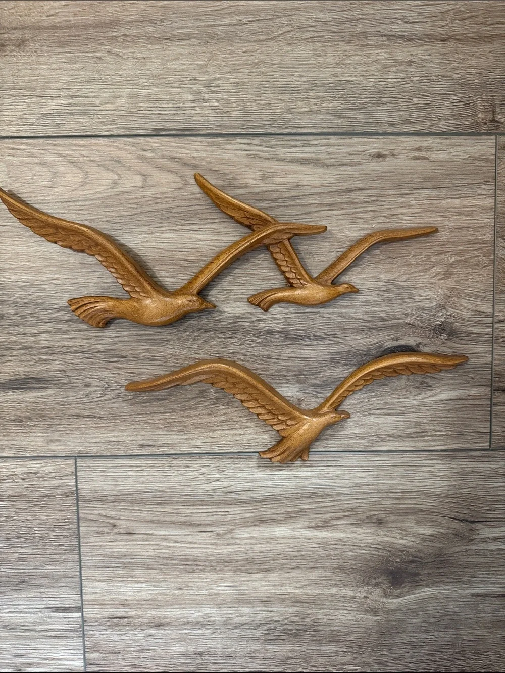 Vintage Syrco 3 Brown Flying Seagull Wall Sculptures Made in USA